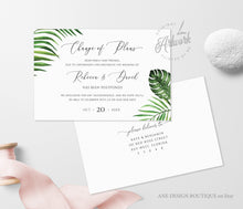 Load image into Gallery viewer, Tropical Change of Plans Wedding Postcard Template, Change the Date Printable, Postponed Wedding Announcement Card, Editable, Download, 002

