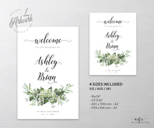 Load image into Gallery viewer, Rustic Greenery Wedding Welcome Sign Template, Country Barn Wedding Baby&#39;s Breath Bridal Reception Sign, Editable Printable DIY Download 018
