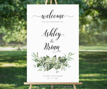 Load image into Gallery viewer, Rustic Greenery Wedding Welcome Sign Template, Country Barn Wedding Baby&#39;s Breath Bridal Reception Sign, Editable Printable DIY Download 018

