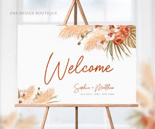 Load image into Gallery viewer, Pampas Grass Terracotta Wedding Invitation BUNDLE Template, Dried Palm Beach, Printable Tropical Invitation Set, Editable Wedding Signs 017b
